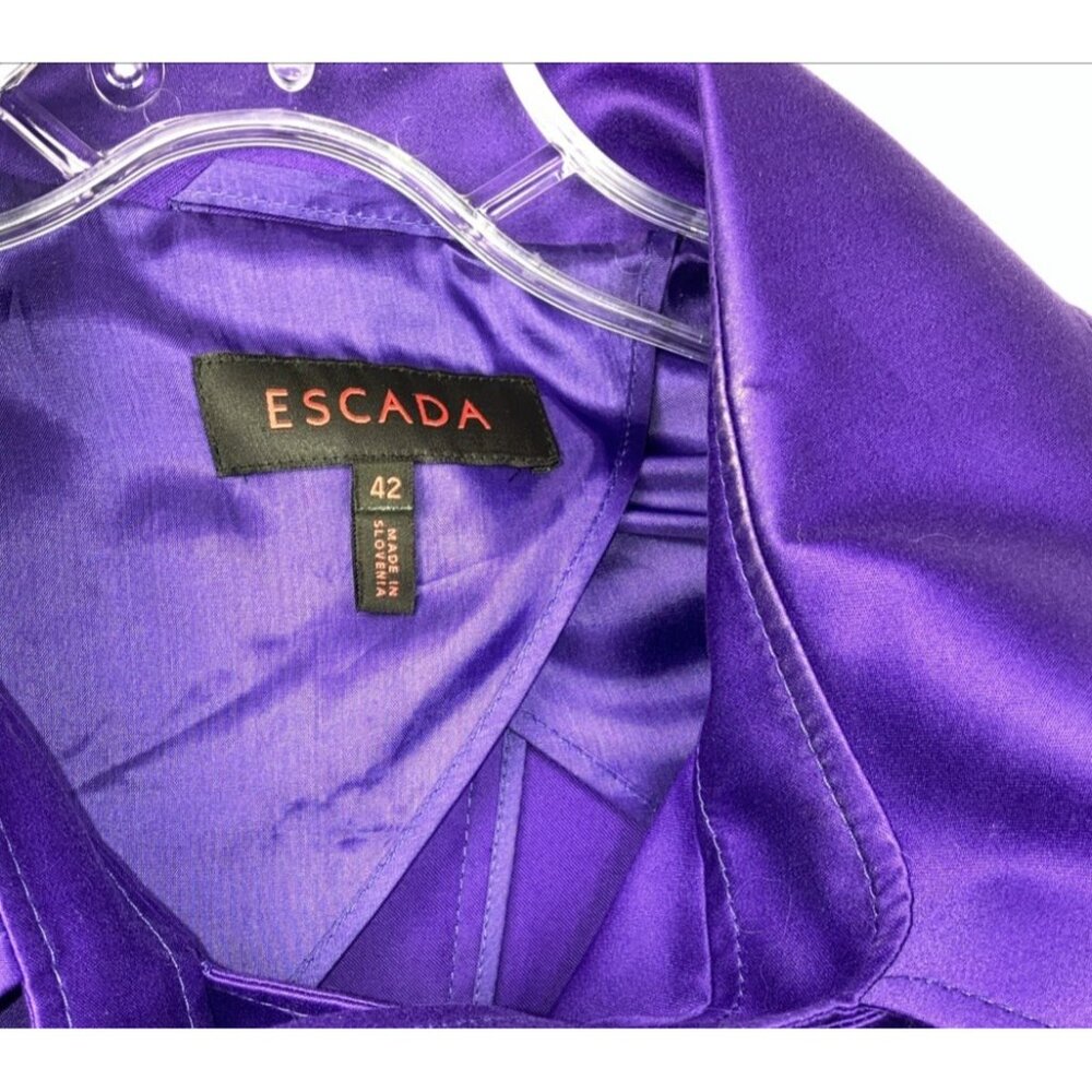 42 44 Escada Cotton Sateen Purple Moto Zip Biker Jacket - Picture 4 of 5